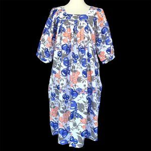 RARE Vintage 70s Sultana by Adini Fruit Swing Dress Size M India Cotton Pockets